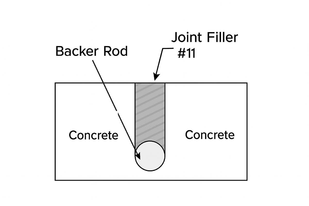 Epoxy joint filler installation cross-section diagram